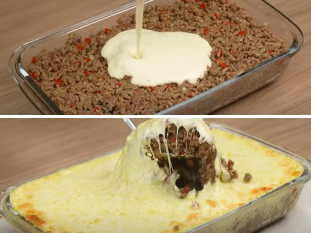 Para Delicioso de Carne Moída com Queijo Chamado de Escondidinho